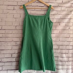 Green‎ Linen-Blend Sleeveless Dress